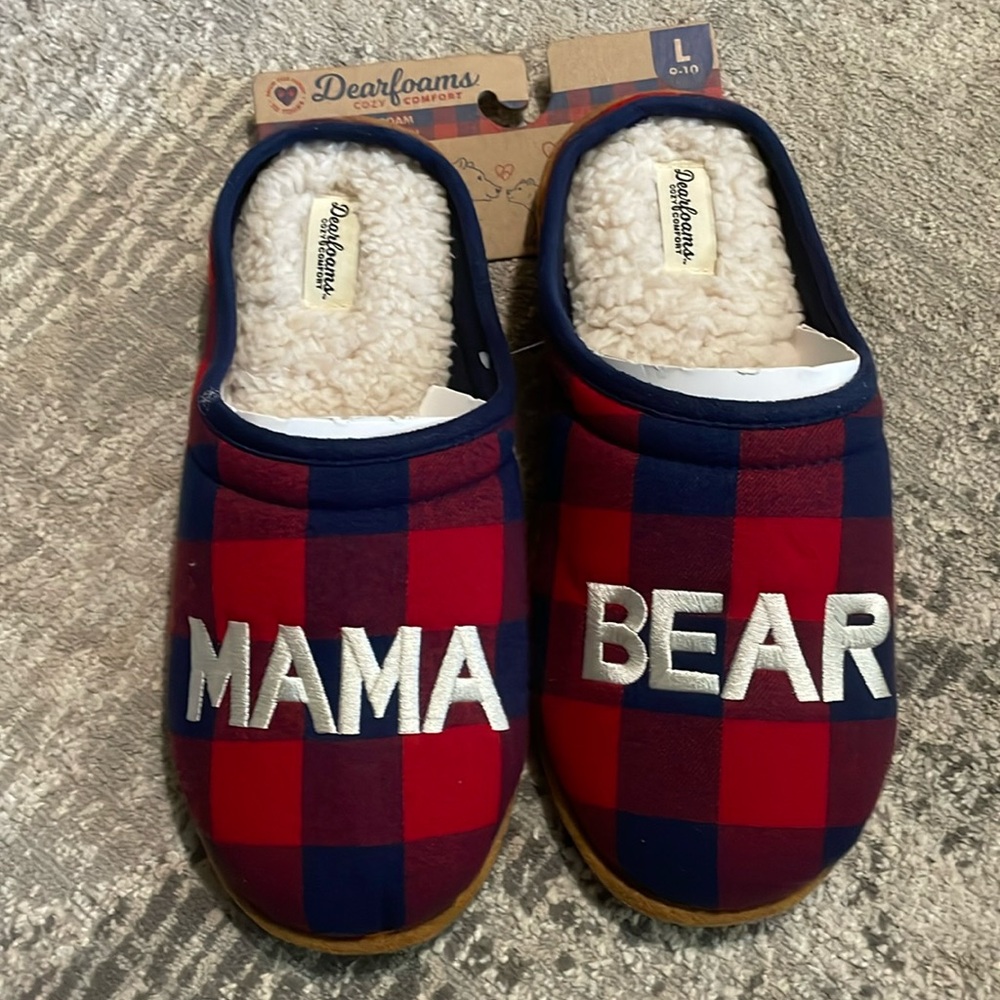 New Ladies Dearfoam memory foam Bear Claw Mama Bear slippers Sz L (9-10)